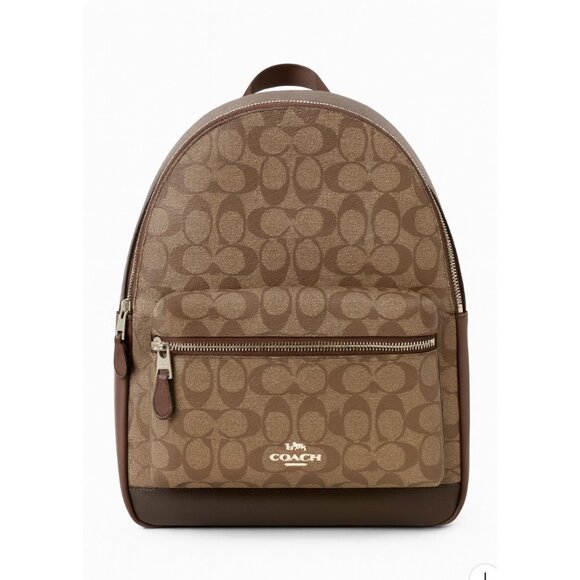 NWT COACH Charlie Backpack F58314 – Signature Khaki/Saddle - Picture 1 of 12